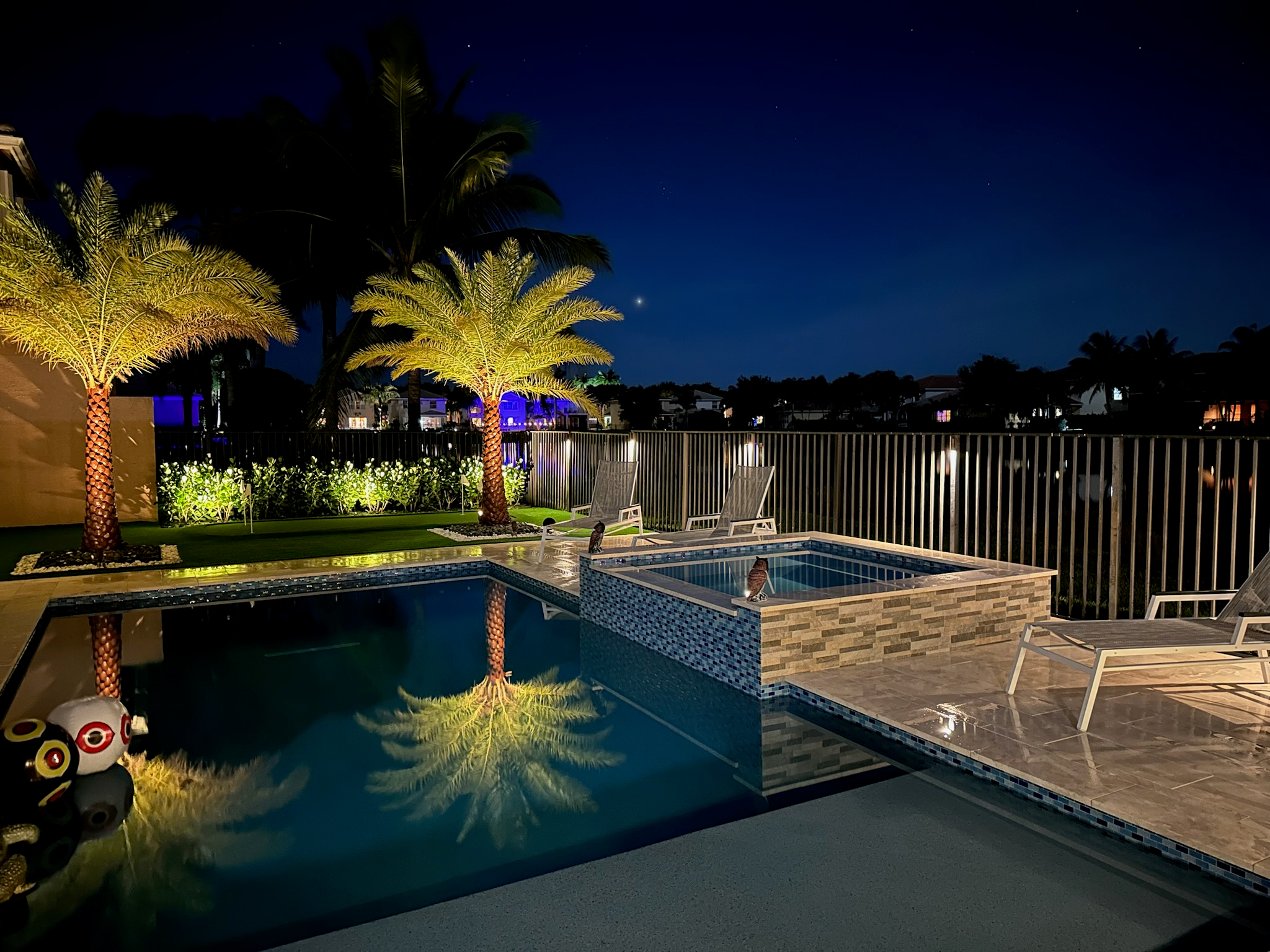 High-end landscape lighting project in Tampa