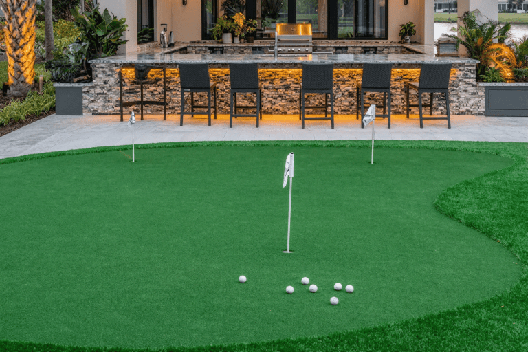 south tampa synthetic putting green pavers outdoor bar lighting