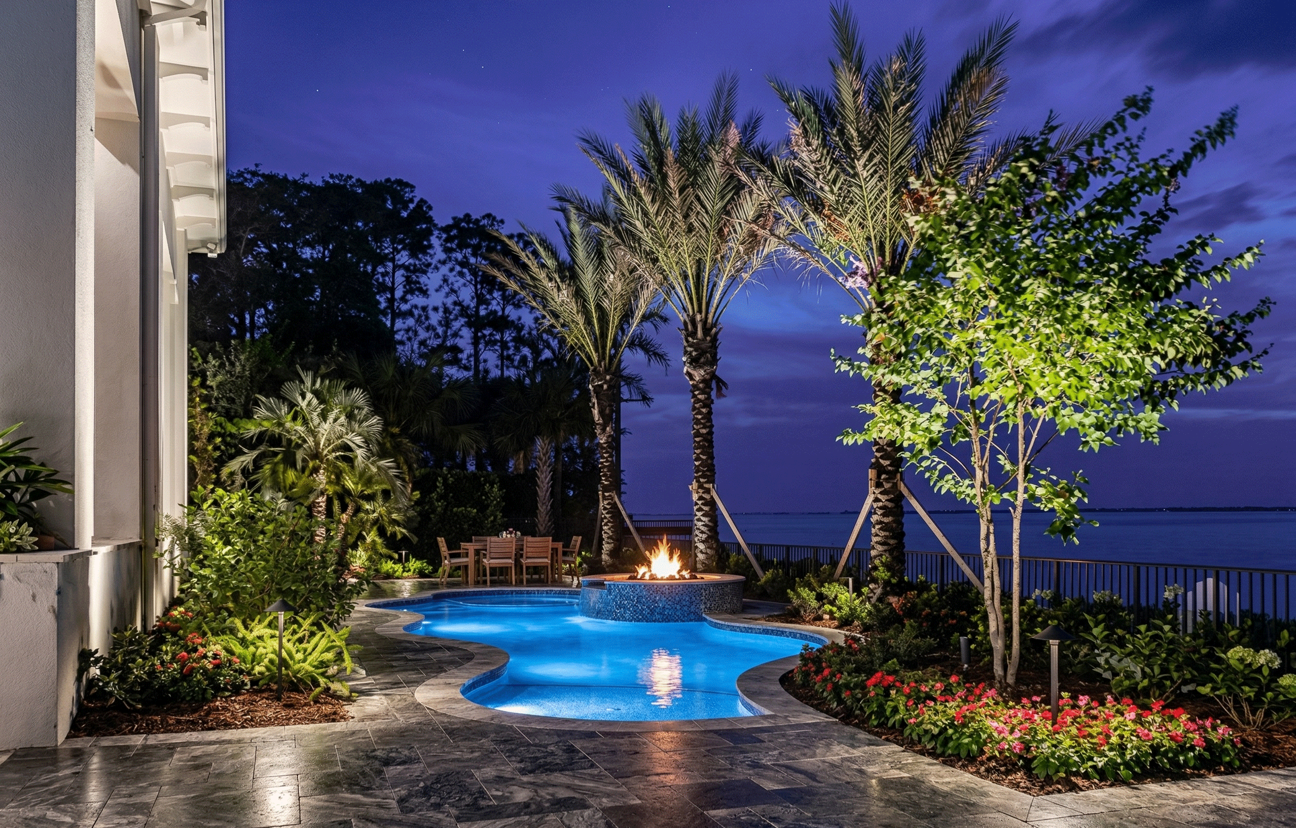 Clearwater Beach waterfront landscape lighting