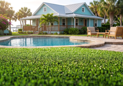 Dunedin FL Tropical Florida Home with Artificial Turf Lawn and Poolwebp