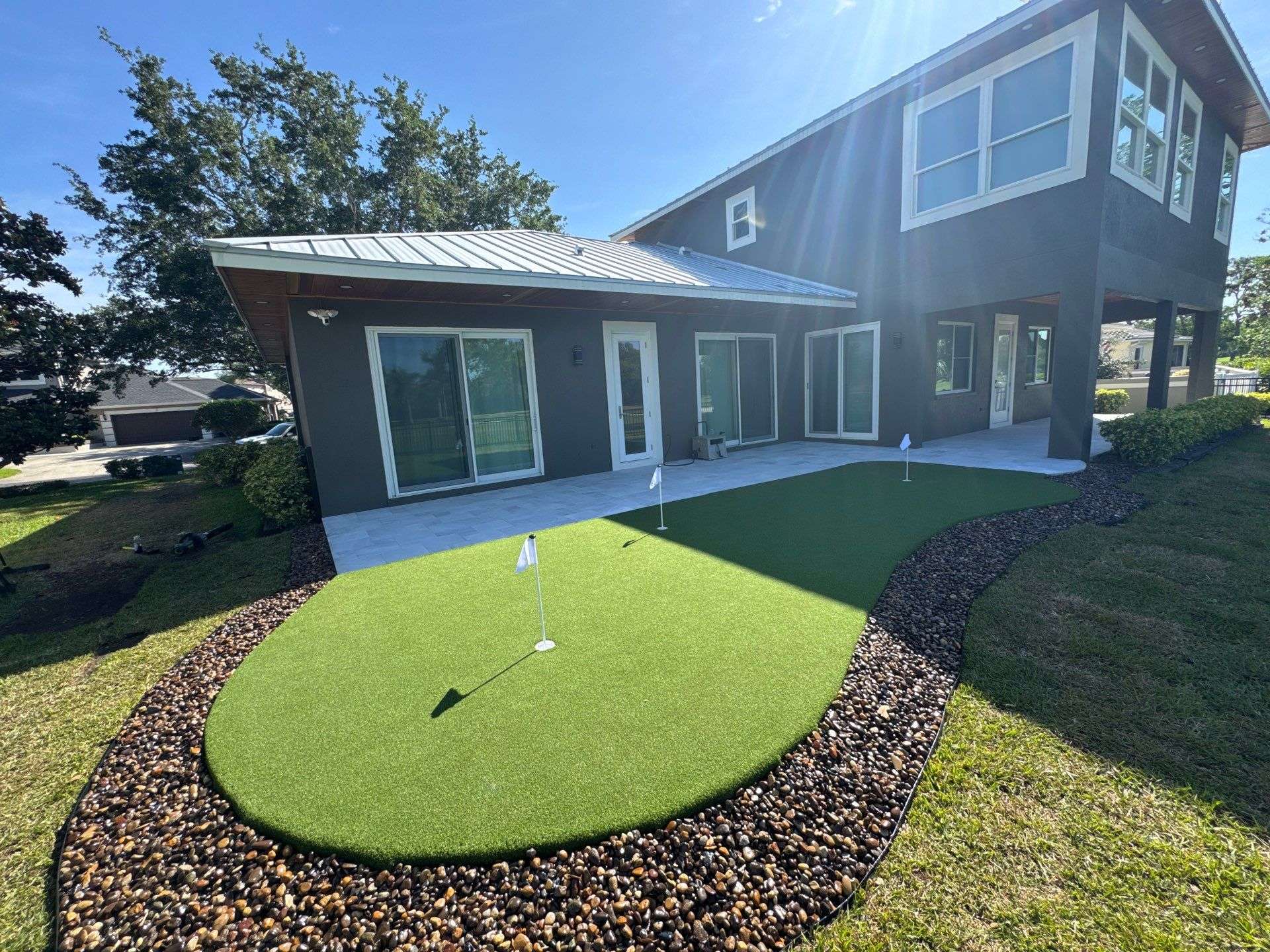 backyard putting green custom pavers
